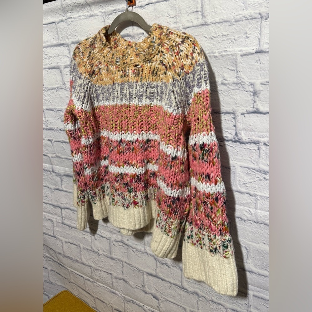 By Anthropologie Chunky Knit Sweater with Multicolor Accents, Size Small - Picture 3 of 15